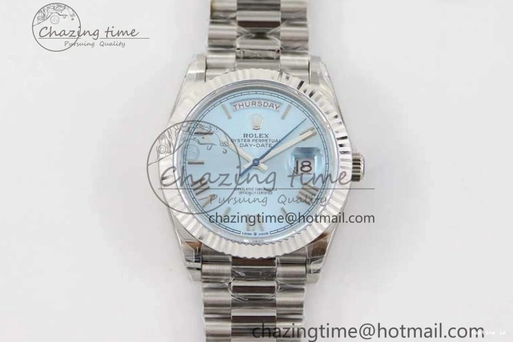 1230 Soft Day Date 40mm SS 904L Steel TWF 1:1 Best Edition Ice Blue Roman Dial on SS Bracelet A 2359